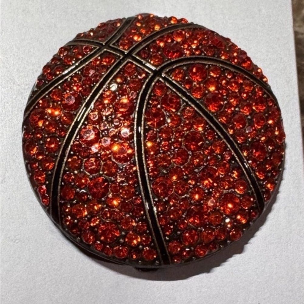 New Metal Gallery Rhinestone Basketball Brooch - Sparkling Orange Crystal